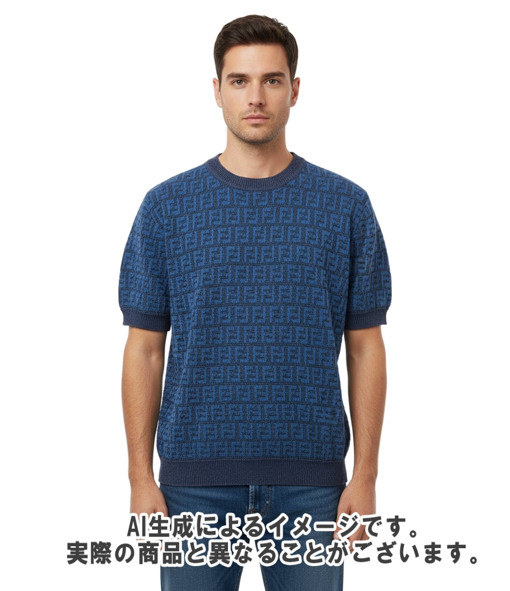 美品 FENDI 半袖ニット ズッカ FZY443AO5J メンズ SIZE 54 (XXL) フェンディ