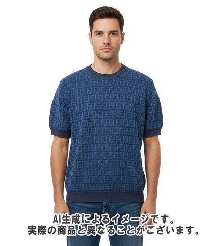 美品 FENDI 半袖ニット ズッカ FZY443AO5J メンズ SIZE 54 (XXL) フェンディ
