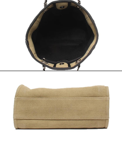 CHANEL チェーン ショルダーバッグ トートバッグ 肩掛け シルバー金具 キャンバス ドーヴィル PM レディース シャネル