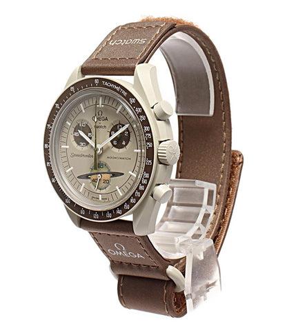OMEGA Swatch 腕時計 MISSON TO SATURN MOONSWATCH クオーツ グレー ユニセックス オメガ スウォッチ