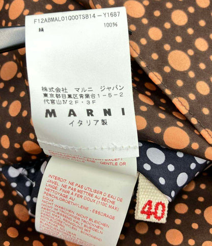 美品 マルニ シルクドット柄バルーンスリーブ七分袖ロングワンピース レディース SIZE 40 (M) MARNI