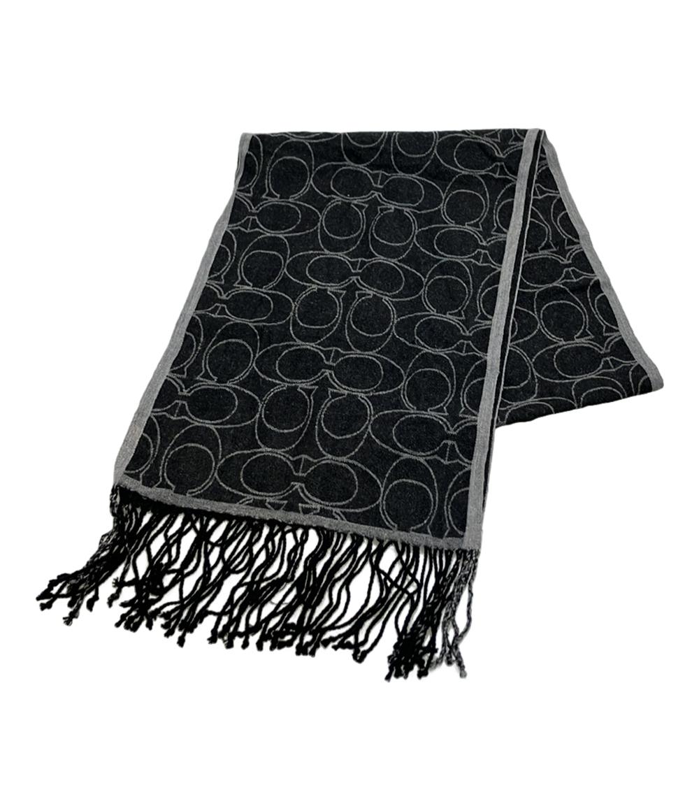 【未使用】COACH コーチ　シグネチャー　メリノ　ウール　マフラー　ラベンダー×アイボリー　10-4-352　　 コーチ シグネチャー メリノウール100% フリンジ マフラー ピンク