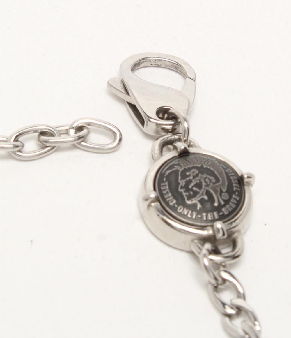 美品 DIESEL ネックレス ダブルタグ プレート デニム ロゴ メンズ ディーゼル