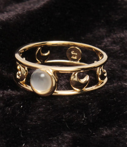 美品 スタージュエリー リング 指輪 K18 ムーンストーン 月モチーフ レディース SIZE 7号 STAR JEWELRY