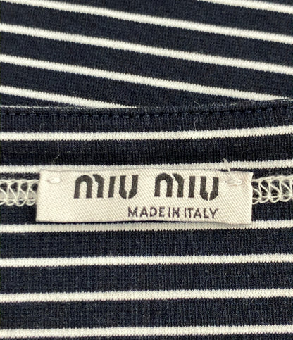 美品 Miu Miu 半袖 ボーダー柄 Tシャツ MJN013 レディース SIZE M ミュウ ミュウ