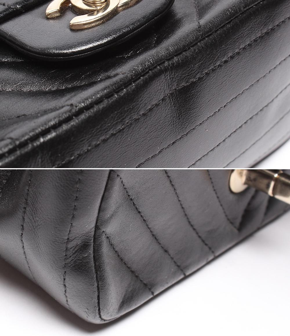 CHANEL チェーンショルダーバッグ ミニマトラッセ Vステッチ シングルフラップ シングルチェーン ゴールド金具 シェブロン レディース シャネル