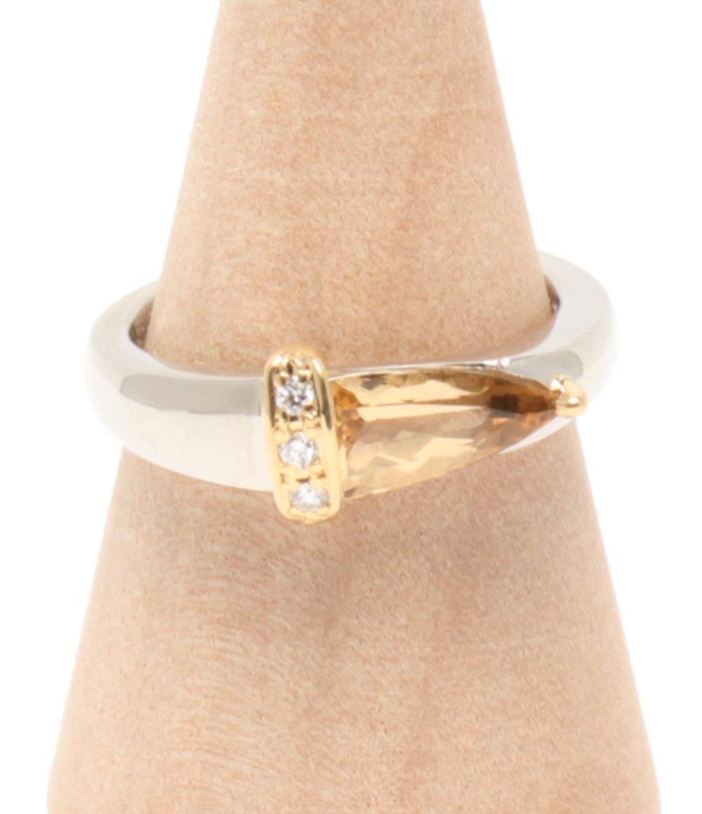 美品 リング 指輪 K18 Pt900 トパーズ 1.29ct ダイヤ 0.03ct レディース SIZE 12号