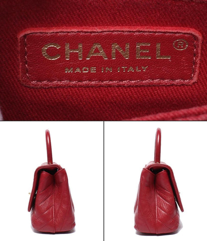 CHANEL 2way ハンドバッグ ショルダーバッグ ゴールド金具 24番台 Vステッチ シェブロン トップハンドル フラップ バッグ ココハンドル レディース