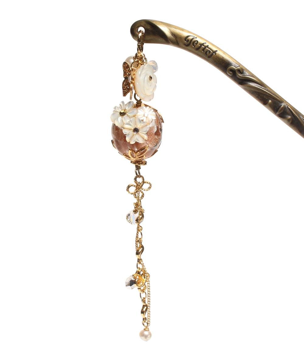 美品 かんざし 簪 ヘアアクセサリー 清水坂ガラス館 teftef 花 蝶 レディース