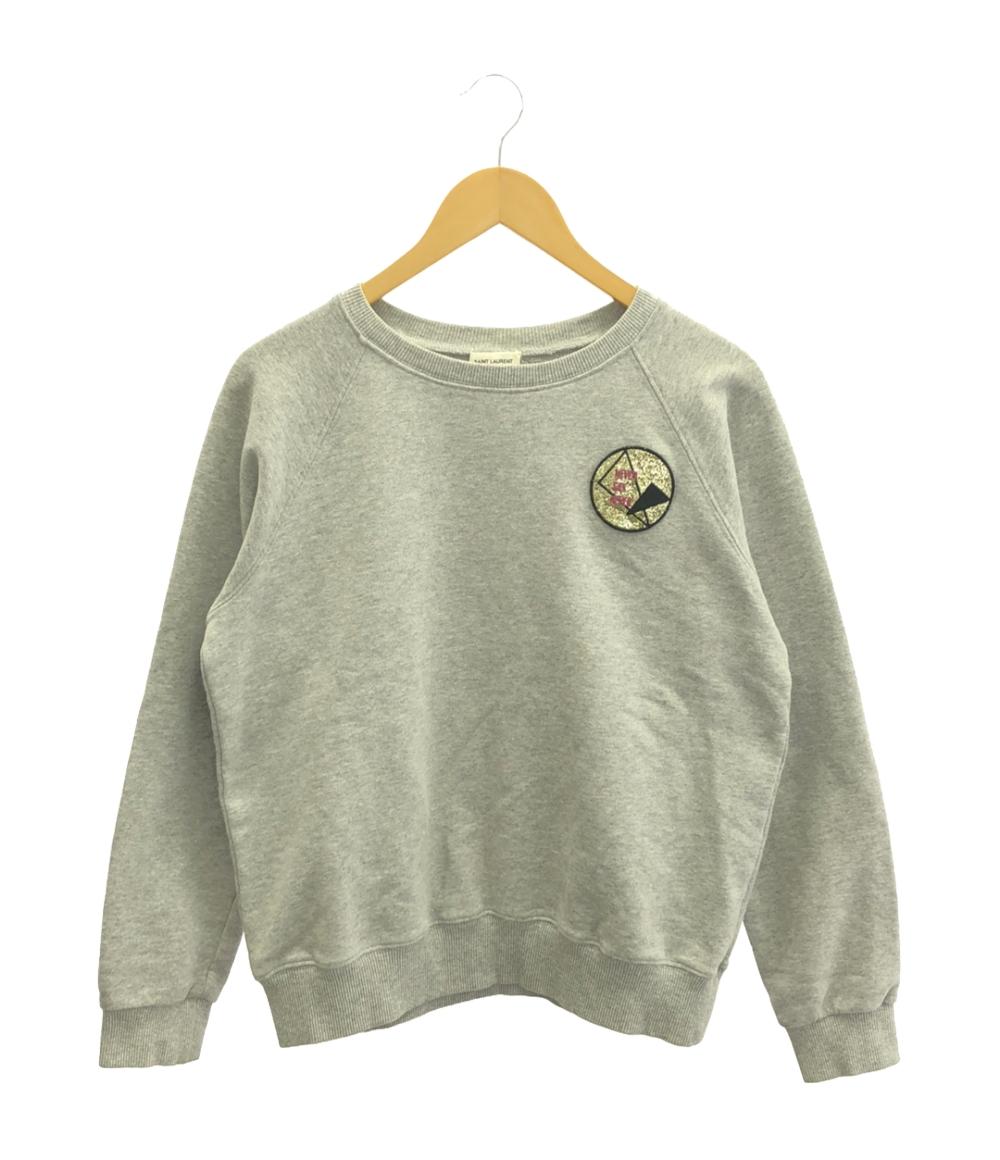 サンローラン 長袖スウェット グレージュ ショート丈 716525 レディース SIZE S SAINT LAURENT SAINT LAURENT 長袖スウェット グレージュ ショート丈 716525