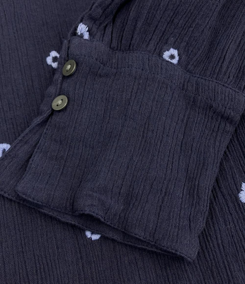 ヌキテパ コットンガーゼ フルエンブロイダリーフリル カラー