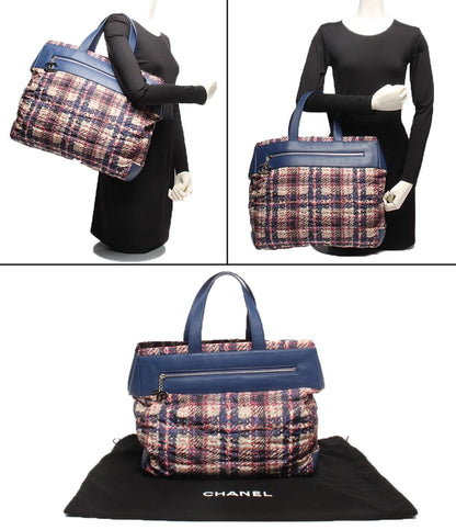 シャネル トートバッグ シルバー金具 ツイードプリント レディース CHANEL