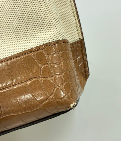 マイケルコース クロコ型押しレザーキャンバスミニショルダーバッグ 斜め掛け レディース MICHAEL KORS