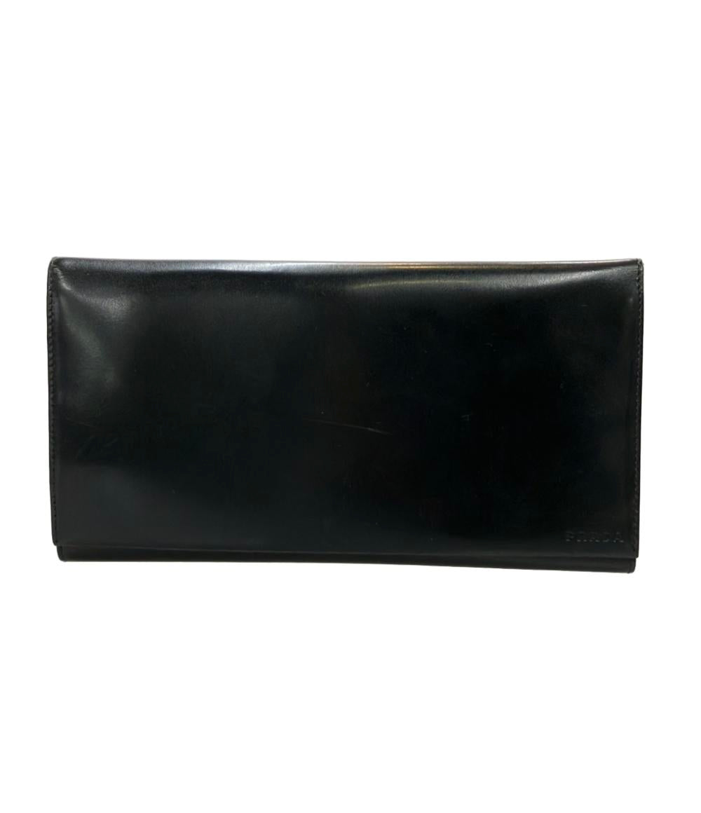 PRADA 三つ折りマルチ財布 パテントレザーパスポートケース ユニセックス プラダ