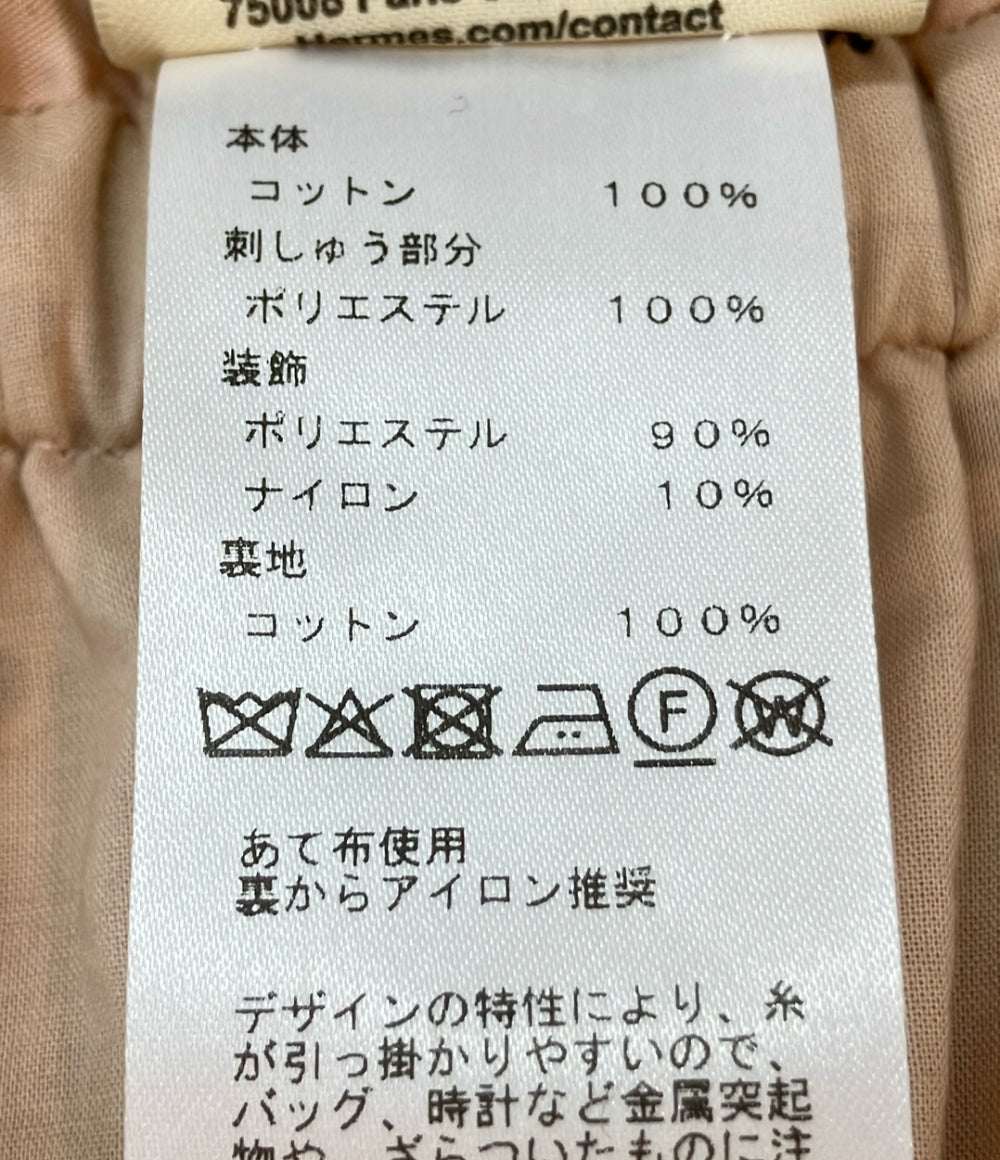 美品 HERMES フレアスカート 英国風刺繍入り 26SS ティアード コットンツイル紐 Embroidered skirt H6E0328DV レディース SIZE 38 (M) エルメス