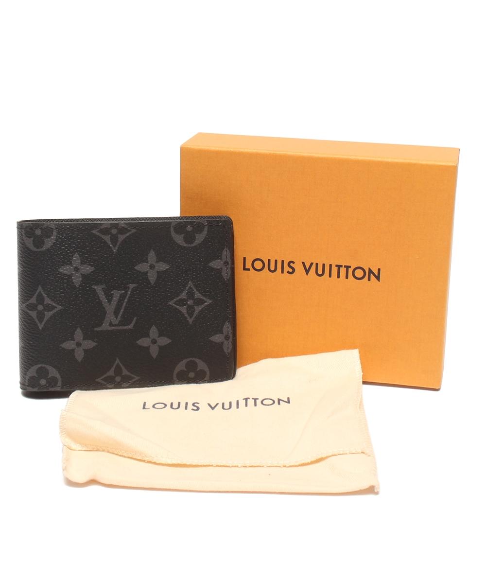 美品 LOUIS VUITTON 二つ折り財布 ポルトフォイユ･ミュルティプル モノグラムエクリプス M61695 メンズ ルイ・ヴィトン