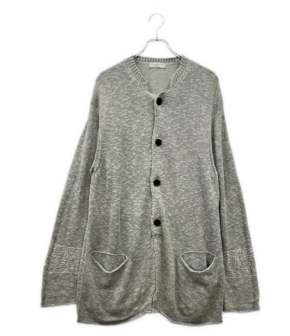 Yohji Yamamoto POUR HOMME 長袖 リネン混 オーバーサイズ マオカラーカーディガン メンズ SIZE 3 ヨウジヤマモトプールオム