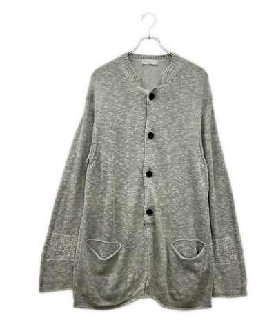 Yohji Yamamoto POUR HOMME 長袖 リネン混 オーバーサイズ マオカラーカーディガン メンズ SIZE 3 ヨウジヤマモトプールオム