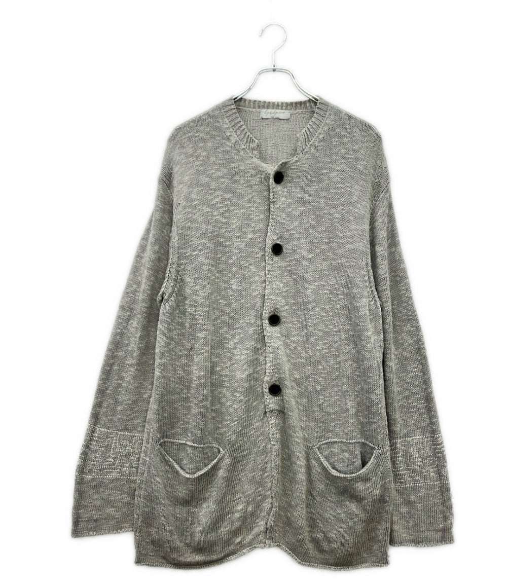 Yohji Yamamoto POUR HOMME 長袖 リネン混 オーバーサイズ マオカラーカーディガン メンズ SIZE 3 ヨウジヤマモトプールオム