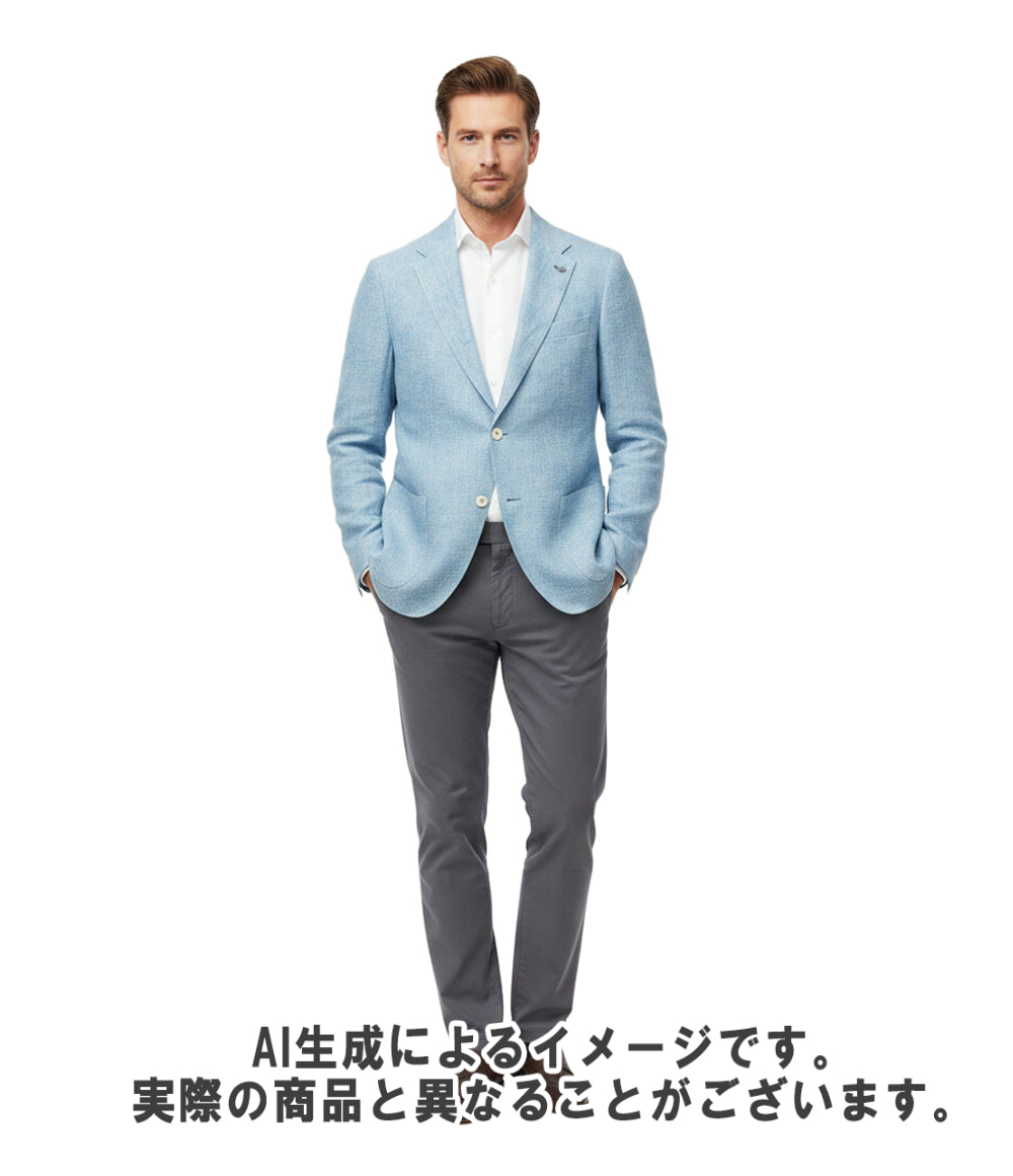 美品 LARDINI テーラードジャケット タグ ブートニエール付き リネンウールバスケットクロス ES6202 メンズ SIZE 48 (L) ラルディーニ