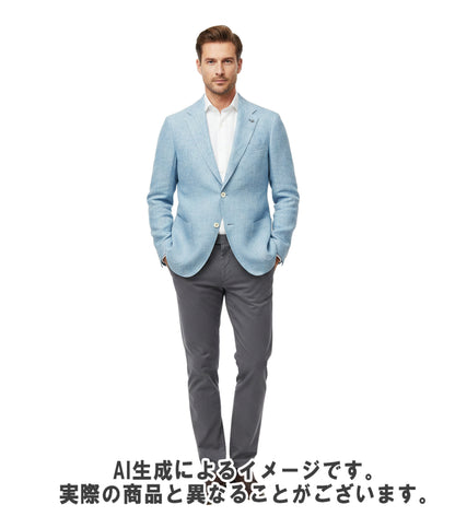 美品 LARDINI テーラードジャケット タグ ブートニエール付き リネンウールバスケットクロス ES6202 メンズ SIZE 48 (L) ラルディーニ