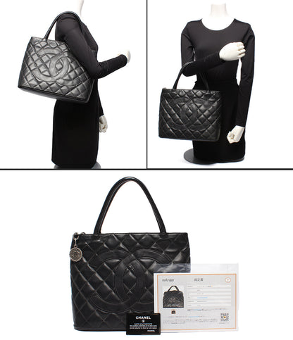 CHANEL ハンドバッグ トートバッグ シルバー金具 マトラッセ キャビアスキン 復刻 9番台 レディース シャネル