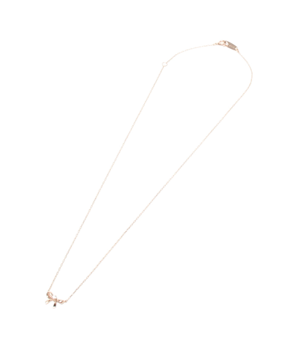 美品 EAU D.4℃ ネックレス K10 ダイヤ リボンモチーフ レディース オデュース ヨンドシー