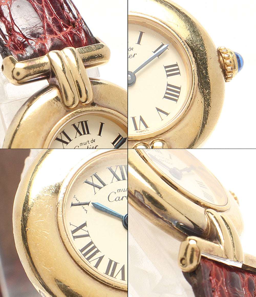 Cartier 腕時計 925 マストコリゼ ヴェルメイユ クオーツ ホワイト W590002 レディース カルティエ