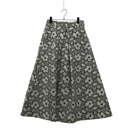 美品 SEVEN TEN フレアスカート タック 2024AW フラワー刺繍タックスカート 8A304 レディース SIZE M セブンテン