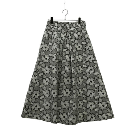 美品 SEVEN TEN フレアスカート タック 2024AW フラワー刺繍タックスカート 8A304 レディース SIZE M セブンテン