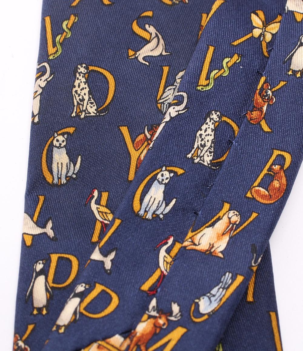 サルヴァトーレフェラガモ ネクタイ シルク100％ 動物柄 Salvatore Ferragamo