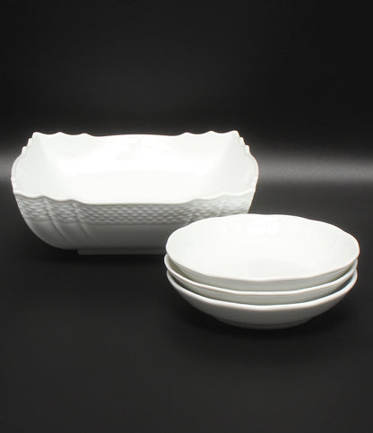 美品 Richard Ginori スクエアサラダボウル 皿 20cm ディッシュ ラウンド 14cm 4点サラダセット ベッキオホワイト リチャードジノリ