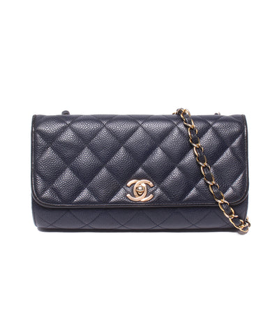 CHANEL チェーンショルダーバッグ 肩掛け 斜め掛け ゴールド金具 3番台 マトラッセ シングルフラップ シングルチェーン キャビアスキン レディース