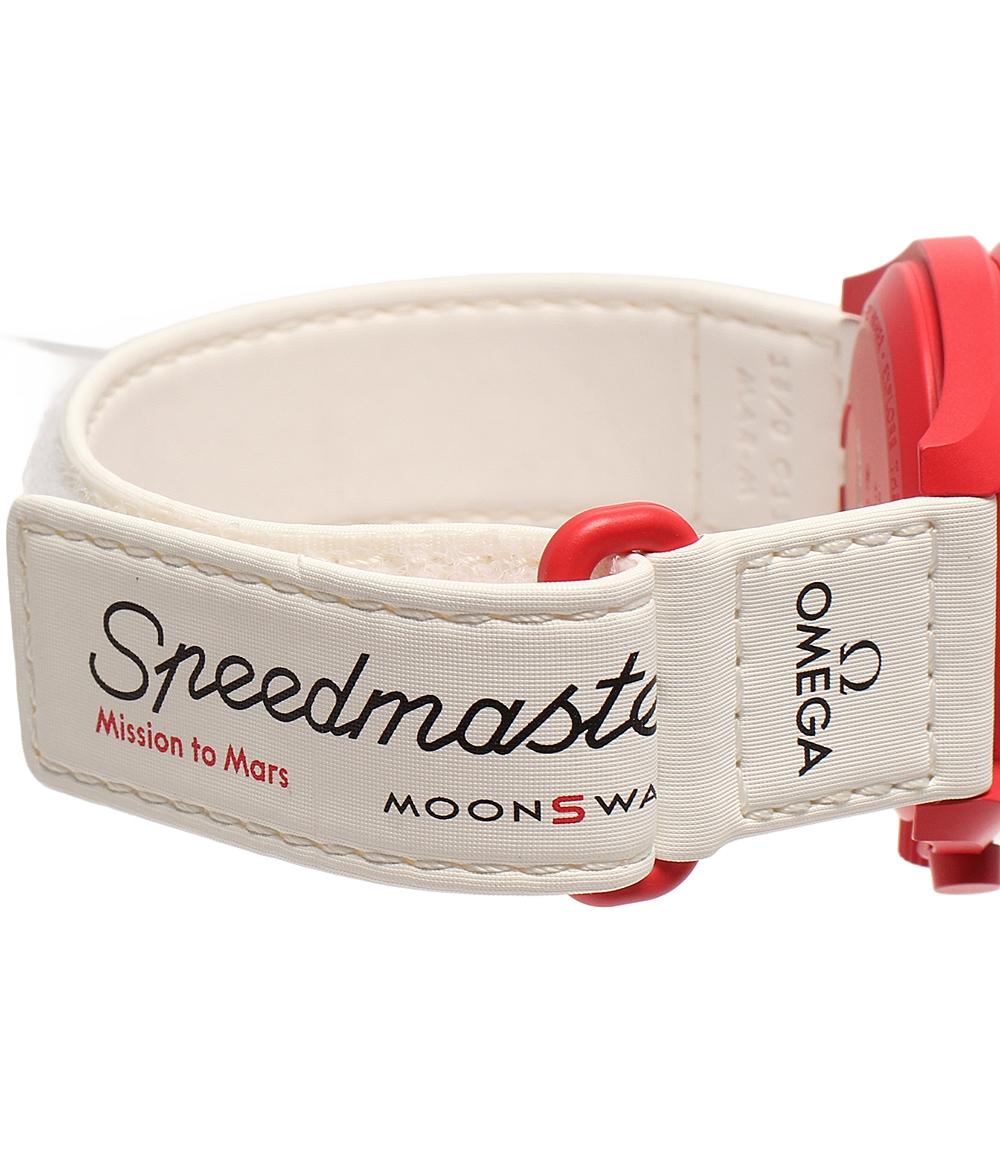 美品 Swatch OMEGA 腕時計 スピードマスター クオーツ ホワイト S033R100 ユニセックス スウォッチ オメガ