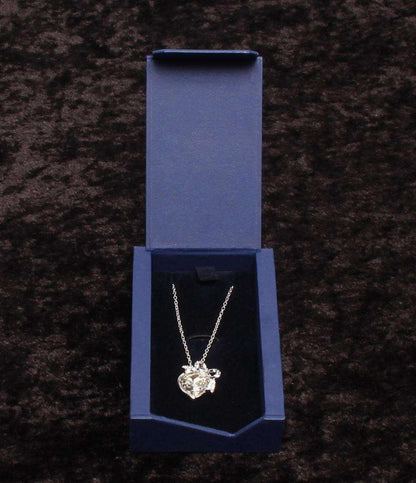 美品 SWAROVSKI ネックレス ハートモチーフ リボンモチーフ レディース スワロフスキー