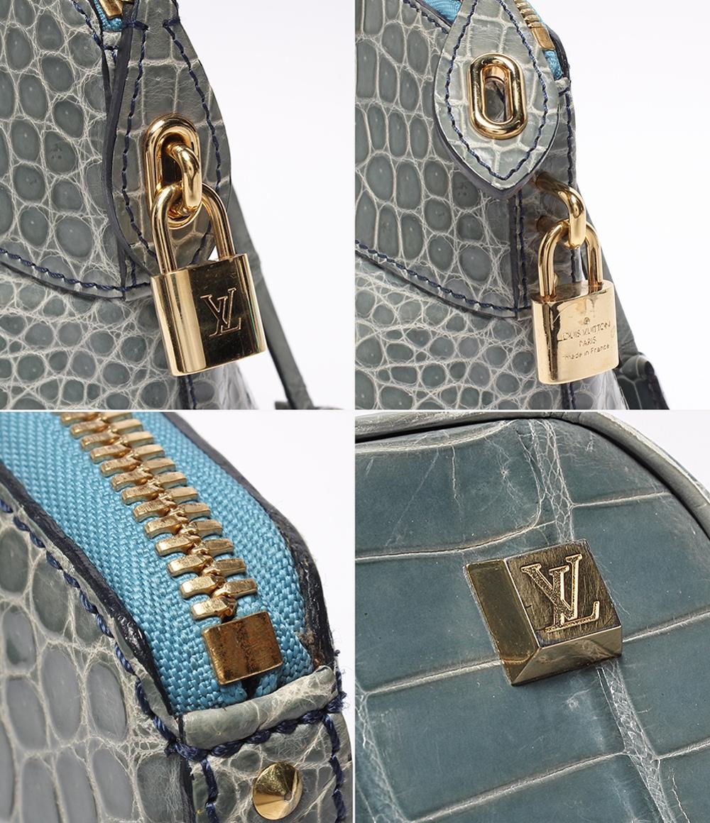 LOUIS VUITTON ハンドバッグ エキゾチックレザー クロコ ブルーグレー ロックイットPM レディース ルイ・ヴィトン