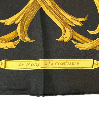美品 エルメス スカーフ カレ90 シルク100% 轡の気品 le mors a la conetable レディース HERMES
