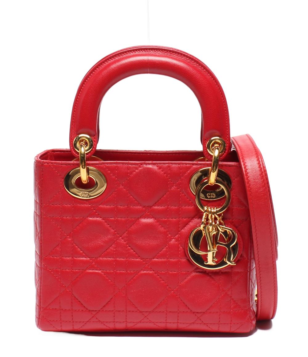 美品 Christian Dior 2wayハンドバッグ ショルダーバッグ 肩掛け カナージュ レディ ディオール ミニ レディース クリスチャンディオール