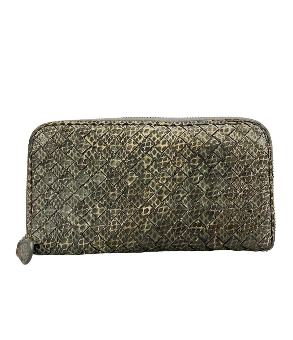 BOTTEGA VENETA ラウンドファスナー長財布 パイソン イントレチャート レディース ボッテガ・ヴェネタ
