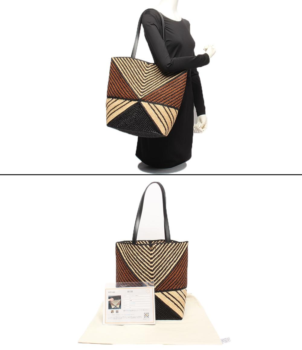 美品 ロエベ トートバッグ ラフィア 折り畳み パズルトート レディース LOEWE