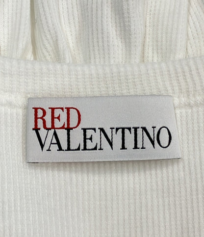 美品 レッドヴァレンティノ リボン付き タンクトップ ドットチュールパネル レディース SIZE S (S) RED VALENTINO