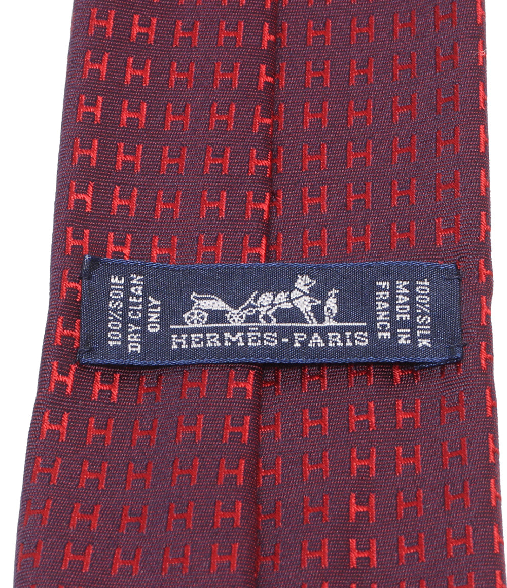 美品 HERMES ネクタイ シルク100％ ファソネH メンズ エルメス
