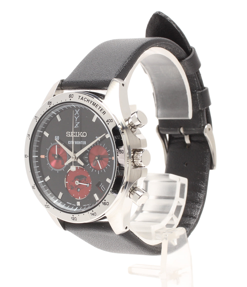 SEIKO 腕時計×シティハンター クオーツ ブラック 8T63-02P0 メンズ セイコー