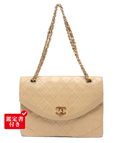 CHANEL チェーンショルダーバッグ 肩掛け ゴールド金具 ダブルチェーン シングルフラップ ラムスキン 1番台 レディース シャネル