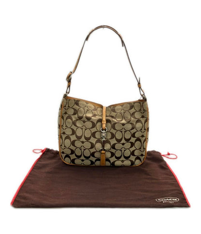 コーチ ワンショルダーバッグ 肩掛け クリップホーボー レザー キャンバス ヌメ革 シグネチャー 6091 レディース COACH