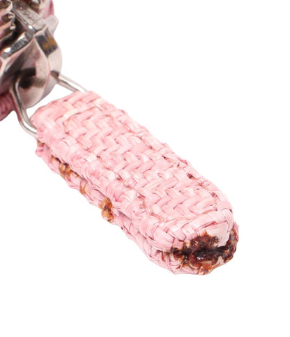 美品 シャネル ラウンドファスナー長財布 ストローキャンバスレザー A80056 レディース CHANEL