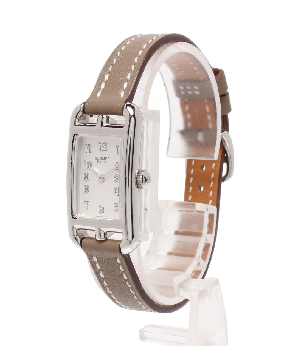 HERMES 腕時計 シルバー金具 B刻印 ナンタケット クオーツ ホワイト NA2.110 レディース エルメス
