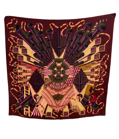 HERMES エルメス スカーフ シルク100% カレ90 プリーツ加工 POiNT D' ORGUE レディース エルメス