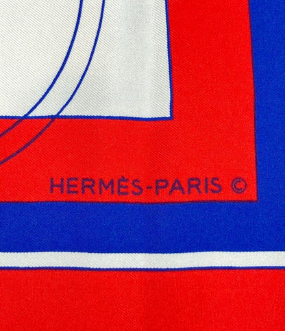 訳あり HERMES スカーフ シルク100% カレ90 Ex Libris レディース メンズ エルメス