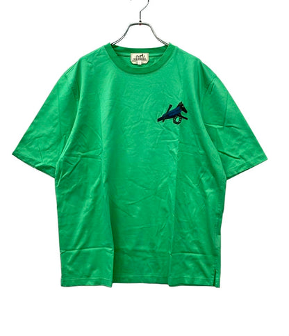 美品 エルメス ミニレザーパッチ半袖Tシャツ メンズ SIZE L HERMES